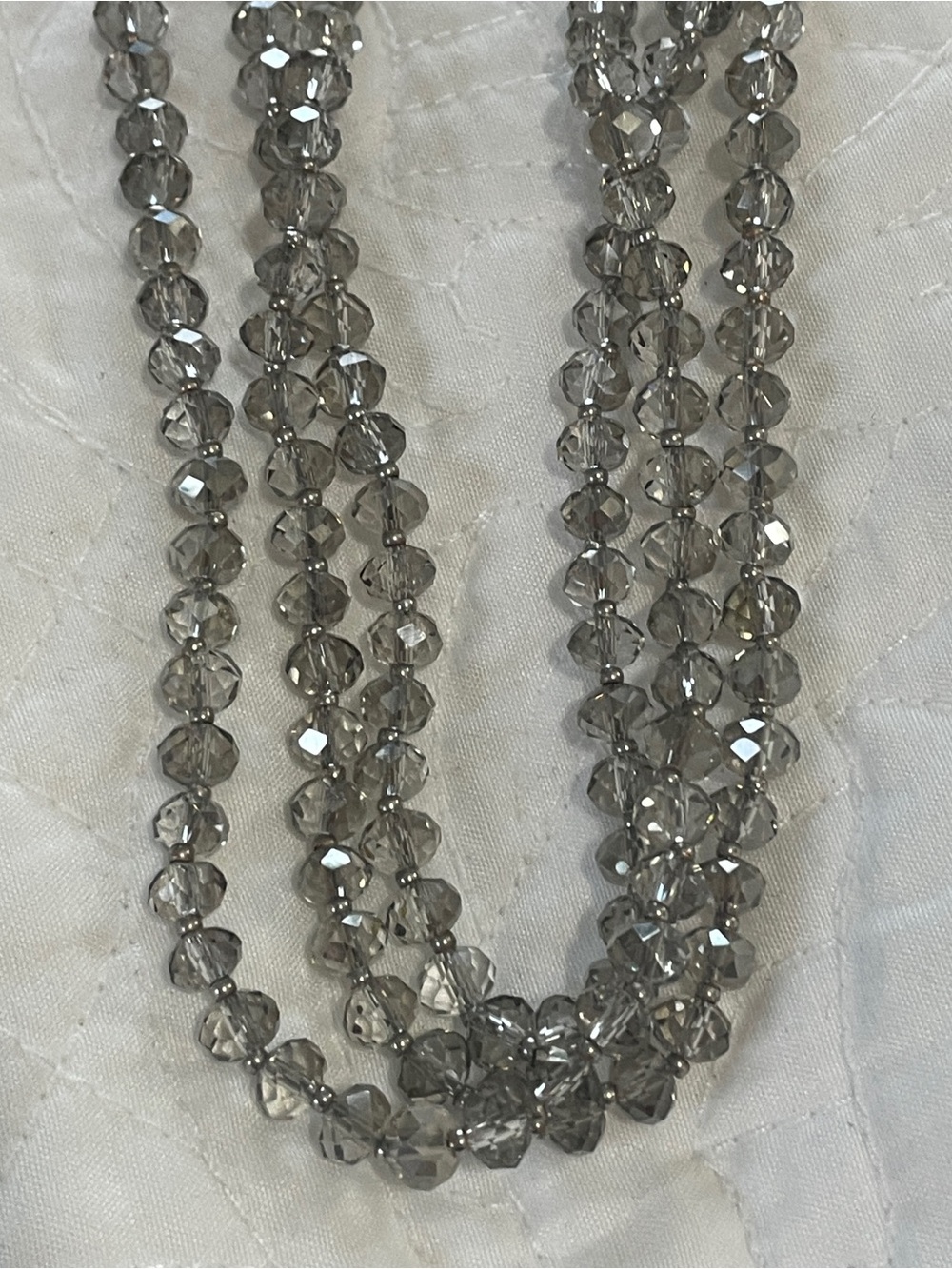 Faceted Glass Bead Necklace - Gray
